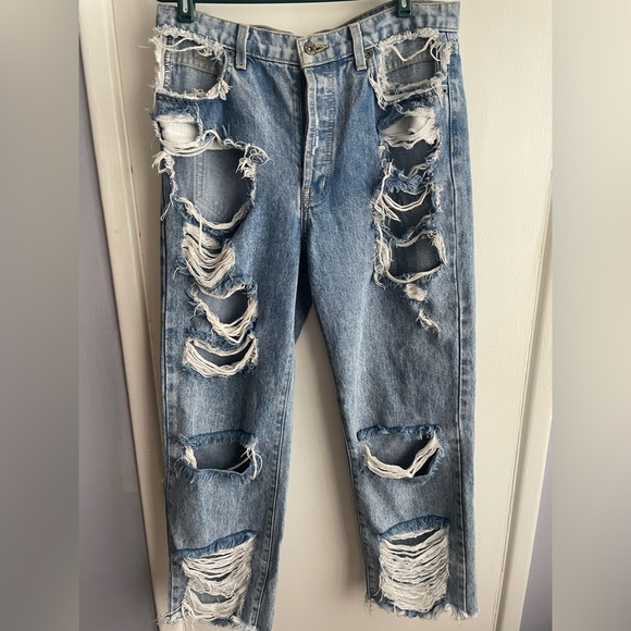 Carmar Distressed Cut Out High Waisted Jeans 28 - Picture 2 of 6
